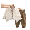Boy Solid Color Shirt Three-Piece Set