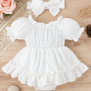 Puffed White Baby Girl Dress